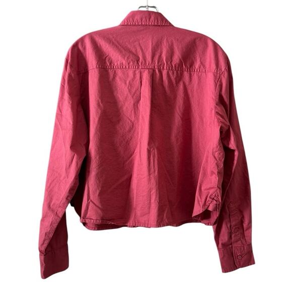 Old Navy The Cropped Shirt Women Size Medium Long Sleeve Button Down Mauve Rose - Picture 2 of 13